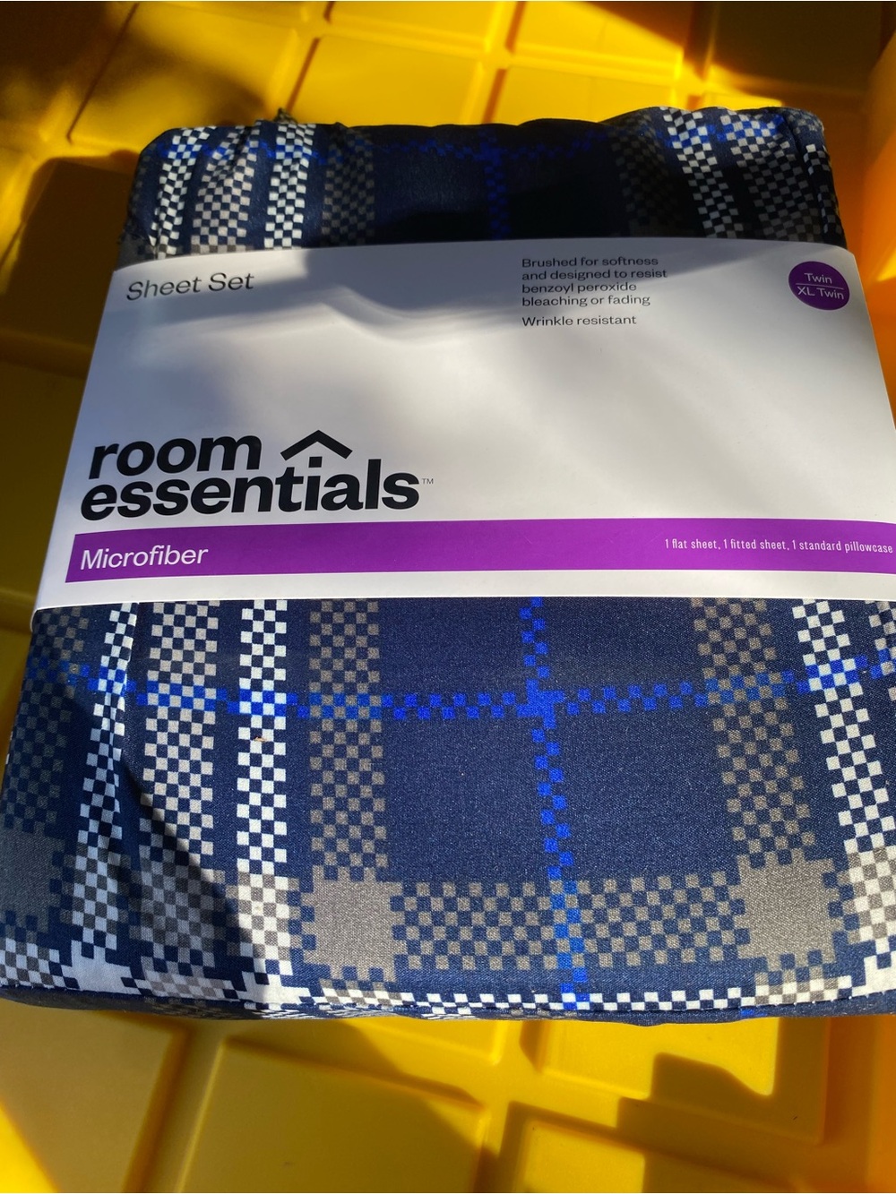 Room Essentials Navy Blue Checkerboard Sheet Set